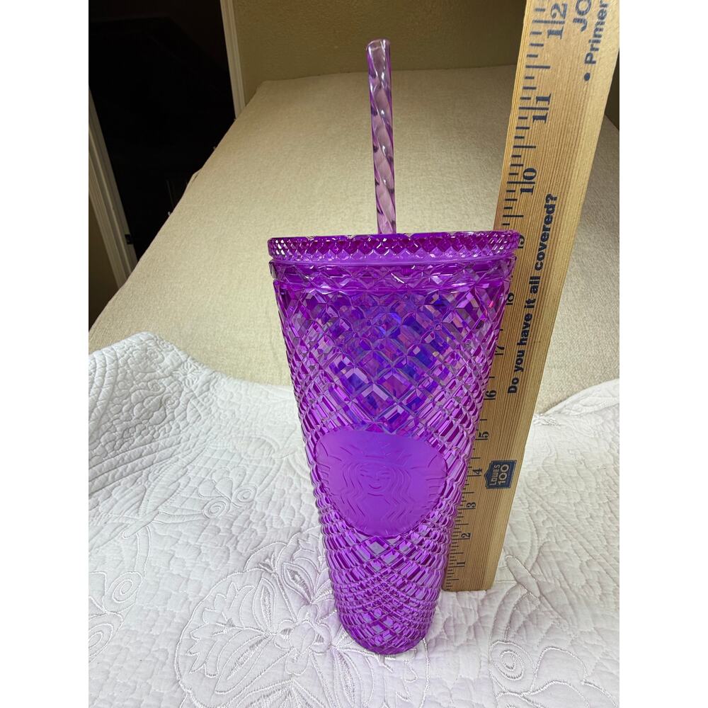 Starbucks Purple Jeweled Venti 24oz Tumbler Insulated Travel Cup Reusable Mug - Picture 4 of 8